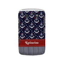 Nautical BlackBerry Bold Case Red Ribbon