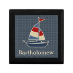 Nautical Blue, Red, Cream Sailboat Custom gift boxes