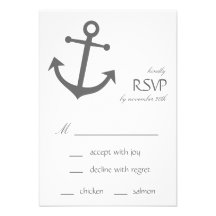Nautical Boat Anchor RSVP Cards (Dark Grey) Personalized Invitations