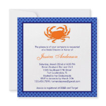 Nautical Bridal Shower Invitation Orange/Navy