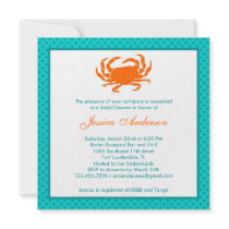 Nautical Bridal Shower Invitation Orange/Teal