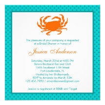Nautical Bridal Shower Invitation Orange/Teal