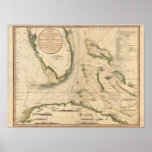 Nautical Chart of the Gulf of Florida Poster