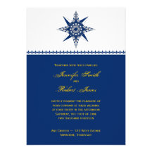 Nautical Compass Navy Yellow Wedding Invitation
