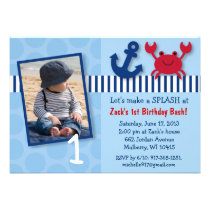 Nautical Crab Birthday Invitations invitations