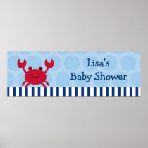 Nautical Crab Personalized Banner Sign posters