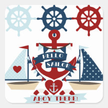 Nautical Hello Sailor Anchor Sail Boat Design Sticker