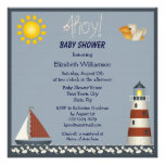 Nautical Lighthouse & Sailboat Baby Shower Invites