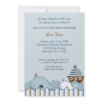 Nautical Little Whale Baby Shower Invitations