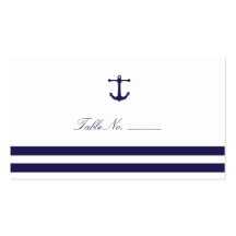 Nautical Navy Guest Table Escort Cards Business Card