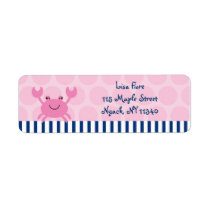 Nautical Pink Crab Address Labels labels