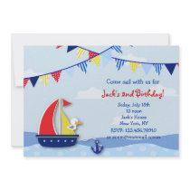 Nautical Sailboat Birthday Party Invitations