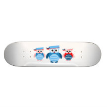 Nautical Sailor Owls Skateboard