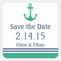 Nautical Save the Date Square Stickers