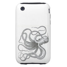 Nautical steampunk octopus Vintage book drawing iPhone 3 Tough Cover