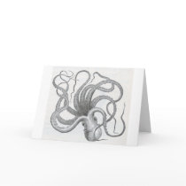 Nautical steampunk octopus vintage design card