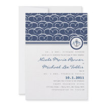 Nautical Swirls Monogram Wedding Invitation