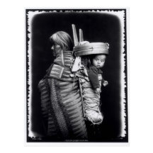 Navaho woman carrying a papoose on her back post cards