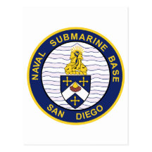 NAVAL SUBMARINE BASE San Diego CA Military Patch Post Card