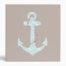 Navy and Coral Anchor Beach Wedding Binder