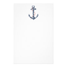 Navy and Coral Anchor Beach Wedding Stationery