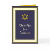 Navy and Gold Bar Mitzvah Thank You Card