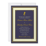 Navy and Gold Seahorse Nautical Wedding Invitation