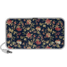 Navy and Ivory Fifties Floral Pattern. Travel Speaker