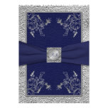 Navy and Pewter Monogrammed Wedding Invitation