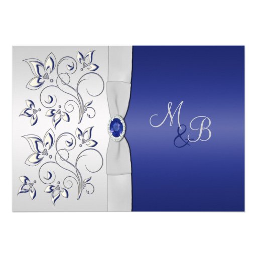 Navy and Silver Monogrammed Invitation