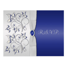 Navy and Silver R.S.V.P. Card Post Card