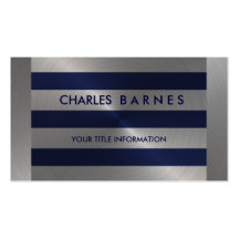 Navy and Silver Stripe Business Card