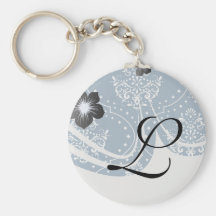 navy and white henna style damask keychain