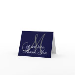 Navy and White Monogrammed Thank You Card