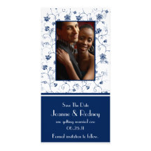 Navy and White Photo Save The Date Photo Cards