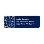 Navy and White Snowflakes Return Address Label