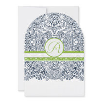Navy Apple Green Grey Love Birds Wedding Invites