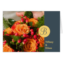 Navy band custom photo monogram letter thank you cards