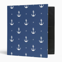 Navy Blue Anchors Vinyl Binder
