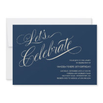 Navy Blue Birthday Invitations for Adults