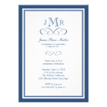 Navy blue border frame classy monogram graduation personalized announcement