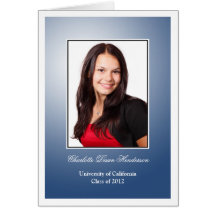 Navy blue custom photo graduation announcement greeting cards
