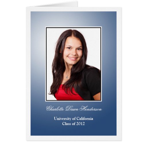 Navy blue custom photo graduation announcement greeting cards