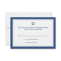 Navy blue dotted border wedding rsvp response