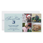 Navy blue dove peace on earth holiday greeting photo cards