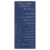 Navy Blue Floral Wedding Program