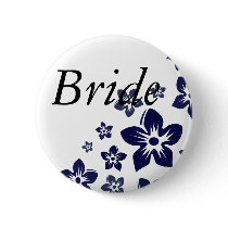 navy blue flowers pinback buttons