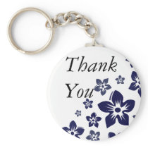 navy blue flowers keychain