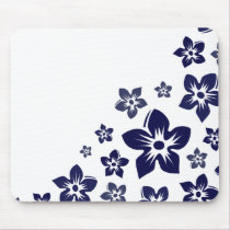 navy blue flowers mouse mat