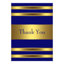 Navy Blue Gold Flat Thank You Card Custom Invite